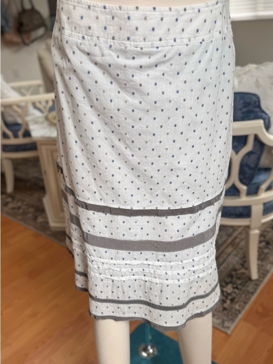 neesh by dar Dresses & Skirts - Classic White Polka Dot Midi Skirt with Gray Stripes